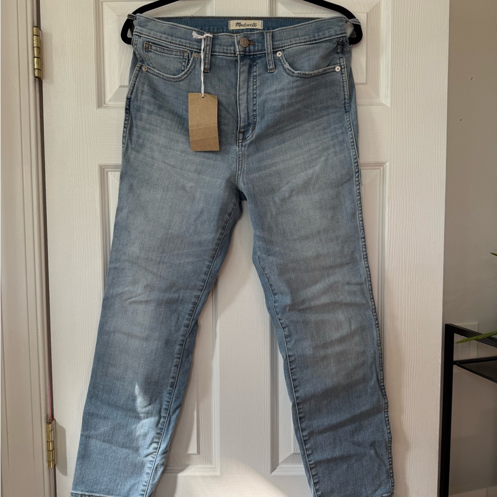 NWT Madewell Stovepipe High-Rise Denim Cropped Blue Jeans, Size 28